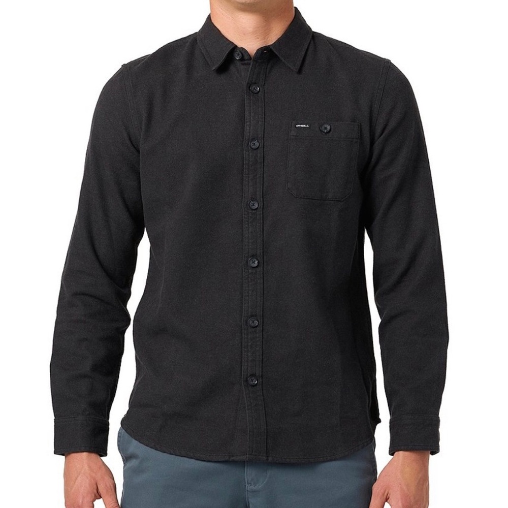 New O'Neill Men's Black Long-Sleeve Casual Button-Down Flannel Shirt